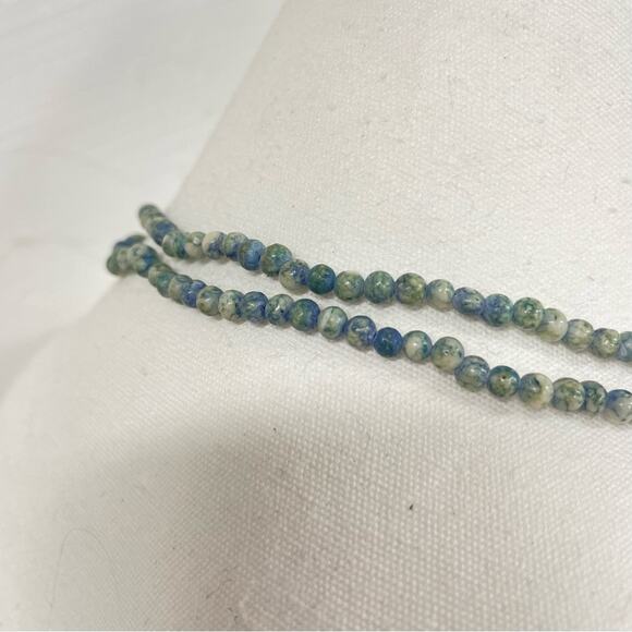 Natural Stone Beaded Necklace Long String African Turquoise - Picture 3 of 4